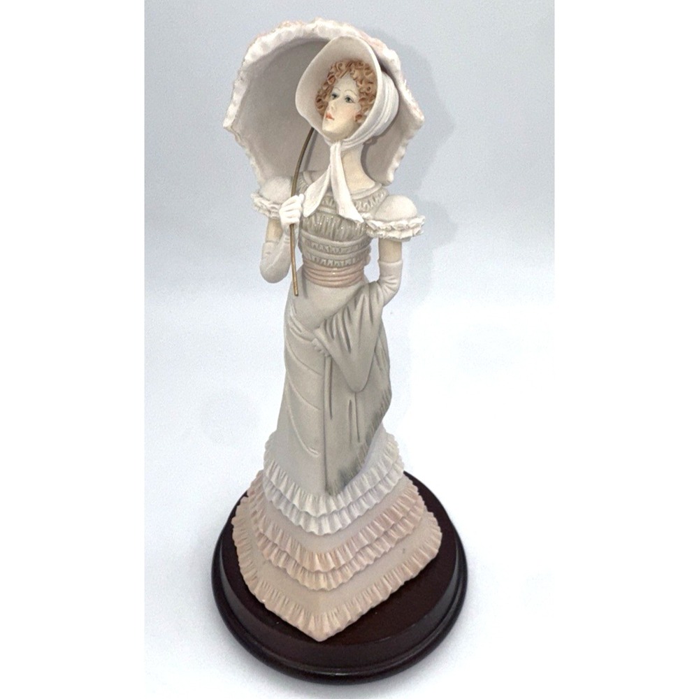 Victorian Woman Statue Arnart Pucci w/Open Parasol Figurine 10" Tall‎ Signed VTG